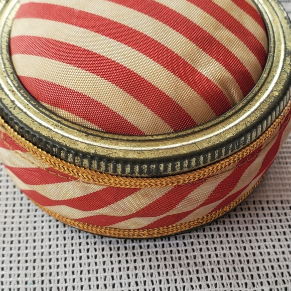 Vintage Ball Canning Jar Lid Pin Cushion Handmade Red White Stripe Dual Sided - Picture 3 of 9
